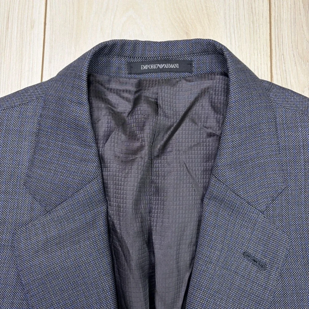 Emperio Armani G-Line Birdseye Mini-Check Super 130s Suit Mens 42R Slim 38x32